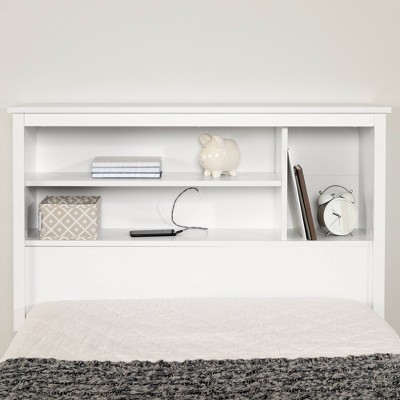 Twin White Wood Headboard with Storage Shelves