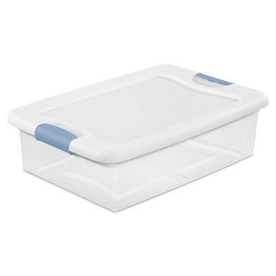 Sterilite Clear Plastic Stackable Storage Container Bin Box Tote with White Latching Lid Organizing Solution for Home & Classroom