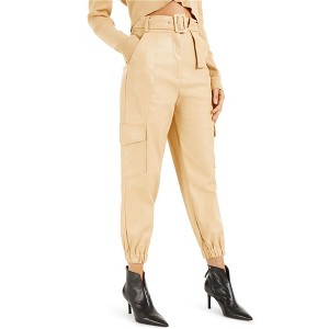 I.N.C International Concepts Womens Faux Leather Casual Cargo Pants - 1 of 1