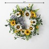 Sullivans Artificial Sunflower Gingham Wreath - 3 of 3