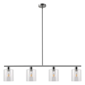 DORESshop 4-Light Brushed Nickel Modern Island Pendant Light Fixtures, Linear Chandelier Hanging Light with Clear Glass Shade - 1 of 4