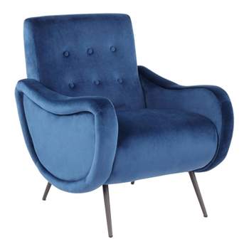 Rafael Contemporary Lounge Chair Black/Blue Velvet - LumiSource