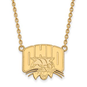 Black Bow Jewelry 14k Yellow Gold Plated Sterling Silver Ohio Bobcats NCAA Necklace 18 Inch - 1 of 4