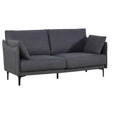 GDFStudio Brayer Modern 2 Seater Fabric and Iron Loveseat