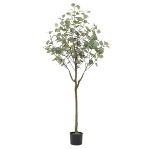 5 FT Fake Eucalyptus Trees, Artificial with Silk Leaves, PE Trunks, No Leaves Falling, Easy to Assemble, Home Decor, Green - 1 of 4