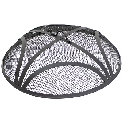 Sunnydaze Outdoor Heavy-Duty Reinforced Steel Round Fire Pit Spark Screen with Ring Handle - 22" - Black