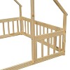 Lyngins Twin/Full Size House-Shaped Floor Bed,Wood Bed Frame with Fence&Guardrails,Montessori Floor Bed for Kid's Room,Bedroom - 4 of 4
