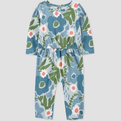 Carter's Just One You® Baby Girls' Floral Jumpsuit - Blue 12M