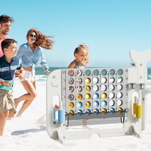 NAYSAYE 4 in 1 Giant Game Set Connect Four Basketball Ring Toss Golf Beach Outdoor Fun for Kids, White+gray, 35.04"*5.91"*24.41" - 1 of 4