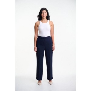 Lafidi Women’s High-Rise Straight Leg Pants – Elastic Waistband Work Trousers with Slash Pockets, Tailored Look - 1 of 4