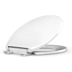 Elongated Toilet Seat with Toddler Seat Built In, Slow Close  Lid, Potty Training Seat for Kids and Adults, Safe PP Material - 1 of 4