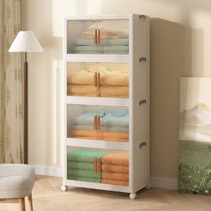 VECELO 59/49/37” Stackable Storage Bins with Lid and Lockable Wheels 5/4/3 Pack Foldable PP Storage Cabinet Home Organizer - 1 of 4