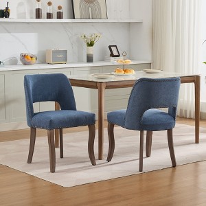 PAGED Wooden Dining Chairs Set of 2, Modern Upholstered Dining Room Chairs with Hollow-out Design & Curved Enveloping Backrest for Living Room - 1 of 4