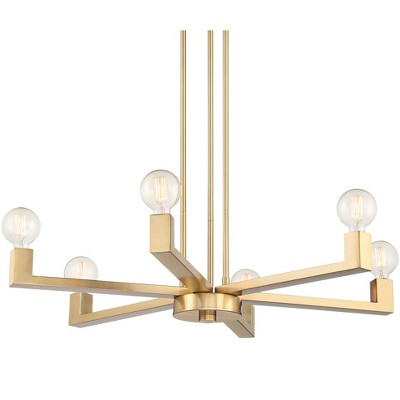 Possini Euro Design Kantwell 33 3/4" Wide Gold Finish 6-Light Modern Luxe Chandelier