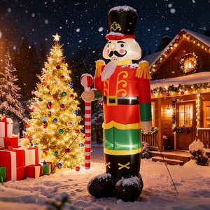 GOTGELIF 12FT Inflatable Christmas Nutcracker Soldier with LED Lights Outdoor Holiday Decoration - 1 of 4