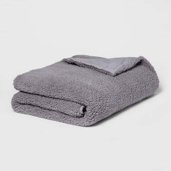 50"x70" 12lbs Sherpa Weighted Blanket with Removable Cover Gray - Room Essentials™