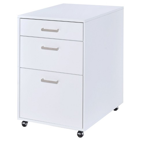 3 Drawer File Cabinet White Chrome Acme Furniture Target