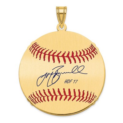 Black Bow Jewelry 14K Gold Plated Jeff Bagwell Signature LG Enamel Baseball Pendant