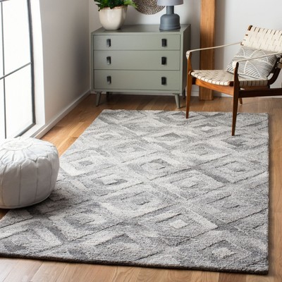 Gray Abstract Handmade Washable Wool Area Rug 5' x 8'