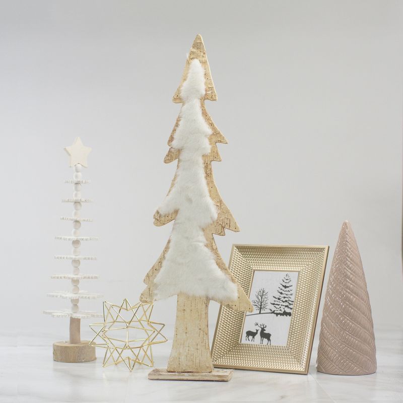 Northlight 14.5" Brown and White Wooden Tree Christmas Tabletop Decor, 2 of 8