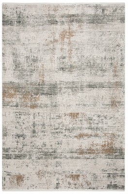 Gray Abstract Viscose Rug with Fringe 5'1" x 7'6"
