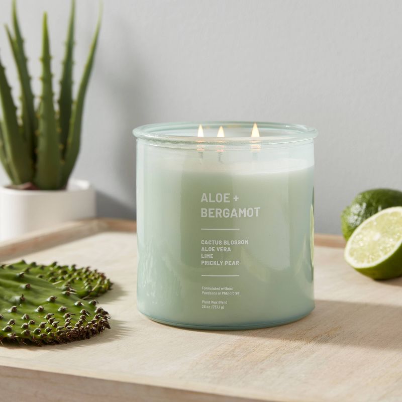 Tinted Glass Aloe + Bergamot Jar Candle Light Green - Threshold™, 2 of 10