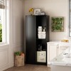 FUFU&GAGA Black Freestanding Tall Pantry Sliding Door Storage Cabinets - 2 of 4