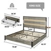 NicBex Queen/King Size Bed Frame with Charging Station,LED Lights and 4 Drawers for Adults/Boys/Girls,Gray - 2 of 4