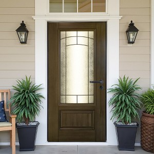 Wooakway 36"W*80"H Exterior Frosted Glass Prehung Front Entry Door Primed Interior Fiberglass Entrance Door - 1 of 4