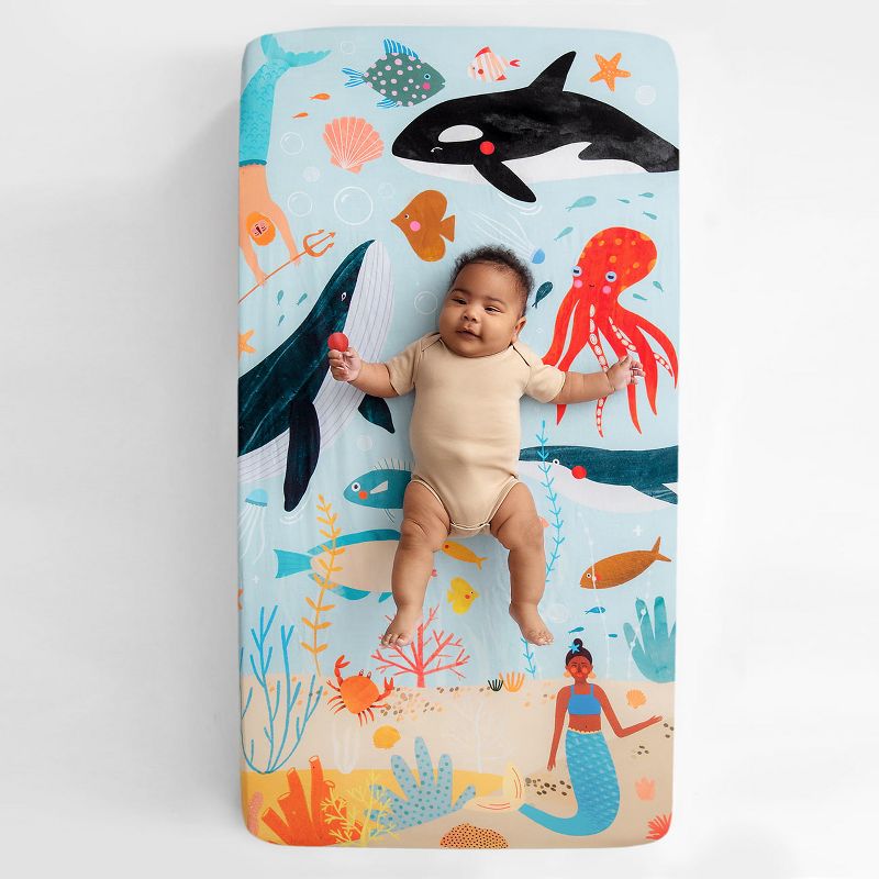 Rookie Humans Beyond The Reef 100% Cotton Fitted Crib Sheet., 1 of 6