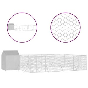 vidaXL Outdoor Dog Kennel Silver Galvanized steel, Polyethylene - 1 of 4