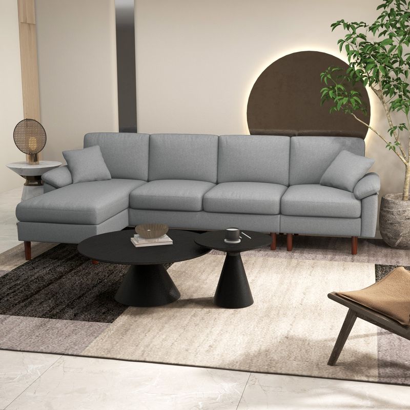 HOMCOM Sectional Sofa with Reversible Chaise Lounge, Modern L Shaped Corner Sofa, Fabric Sectional Couch for Living Room, 2 of 7
