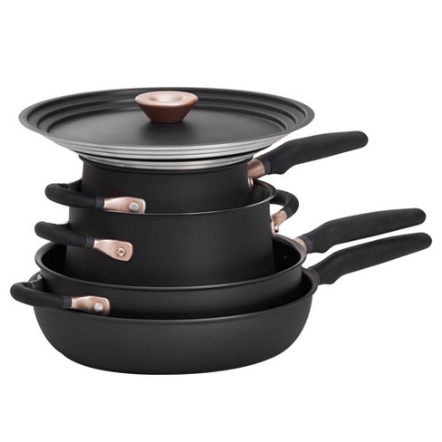 Anolon X Hybrid 7pc Nonstick Induction Cookware Set Super Dark Gray : Target