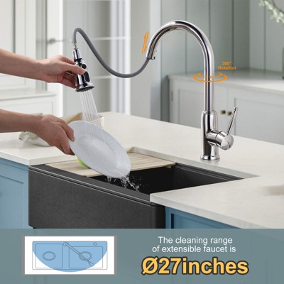 Chrome Single-Handle Pull-Down Sprayer Kitchen Faucet