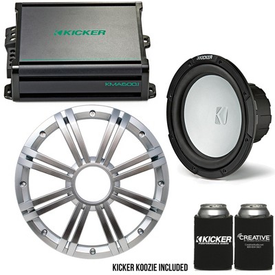 Kicker 10 Inch Led Marine Subwoofer (silver) 600 Watt Amplifier