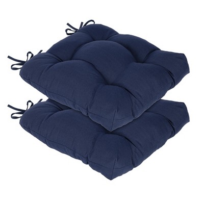 Aoodor 19x19x5 Inch Tufted Outdoor Chair Cushions, Water and Fade Resistant Polyester Dining Chair Pads with Ties for Patio Furniture, Set of 2