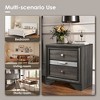 CLIHOME Contemporary Bedroom Storage Cabinet Nightstand with Silver Accents and Hidden Jewelry Drawer - 3 of 4