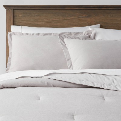 Threshold 3-Piece Chambray Comforter Set OEKO-TEX Solid Fabric, Gray, King