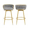 CAVINAS Swivel Bar Stools Set of 2 Counter Height Dining Chairs with Hand-Woven Backrest & Gold Metal Legs, Low Back Bar Chairs for Dining Room - 4 of 4