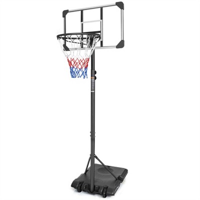 YONWAY Basketball Goal Portable Basketball Hoop Indoor Outdoor Basketball Stand 5.6-7ft Adjustable 28in Backboard with Wheels, Black White