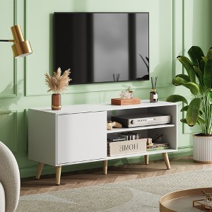 TV Stand for 55 Inch TVs, TV Console with Storage Cabinet, Mid-Century Modern Entertainment Center for Living Room, Bedroom - 1 of 4
