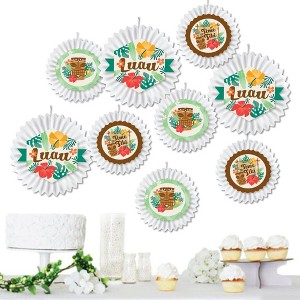 Big Dot of Happiness Tropical Luau - Hanging Hawaiian Beach Party Tissue Decoration Kit - Paper Fans - Set of 9 - 1 of 4
