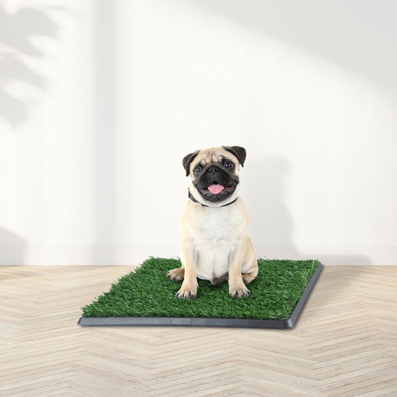 Artificial Grass Puppy Pee Pad for Dogs and Small Pets - 16x20 Reusable 4-Layer Training Potty Pad with Tray - Dog Housebreaking Supplies by PETMAKER, 3 of 8