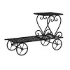 Nature Spring 2-Tier Decorative Indoor or Outdoor Wrought Iron Plant Stand for Patio, Deck, Home, or Lawn - Black - 3 of 4