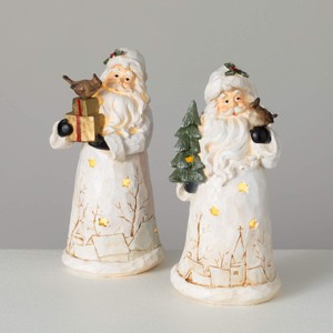11"H & 11"H Sullivans Christmas LED Woodland Santa Set of 2, Multicolor, Indoor Christmas Decor - 1 of 4