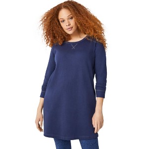 ellos Plus Size French Terry Tunic Dress - 1 of 4