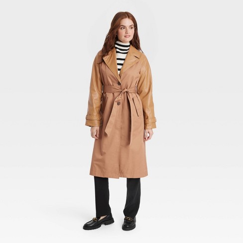 Women s Relaxed Trench Coat A New Day Brown Target