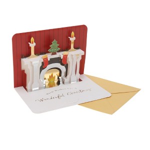 Unique Bargains Greeting Card Fireplace-Design Paper Red White 6.3"x4.7"x0.4" 1 Pc - 1 of 4