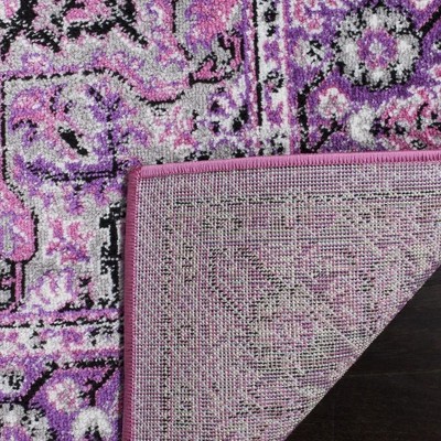 Ivory and Pink Floral Hand-Knotted Round Synthetic Rug
