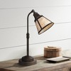 Regency Hill Malta Rustic Farmhouse Desk Lamp 18 1/2" High Satin Bronze Metal Adjustable Blond Mica Shade for Bedroom Living Room Bedside Nightstand - 2 of 4